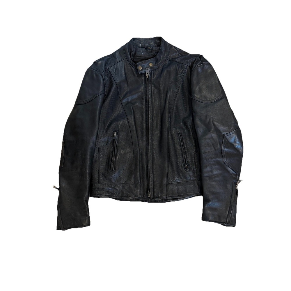 Vintage Motorcycle Leather Jacket Size Small Black Lace‎ Up Sided